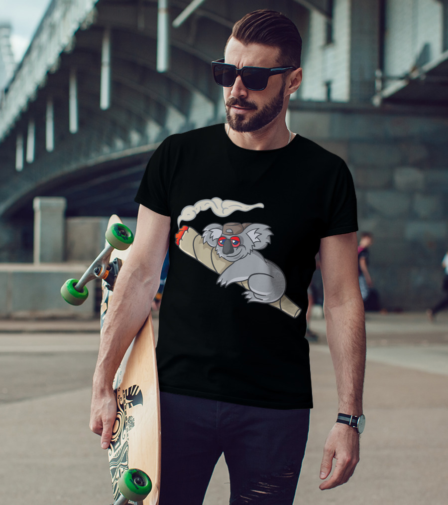 Koala Stoner Smoking Weed Marihuana Don't Care Bear T-Shirt