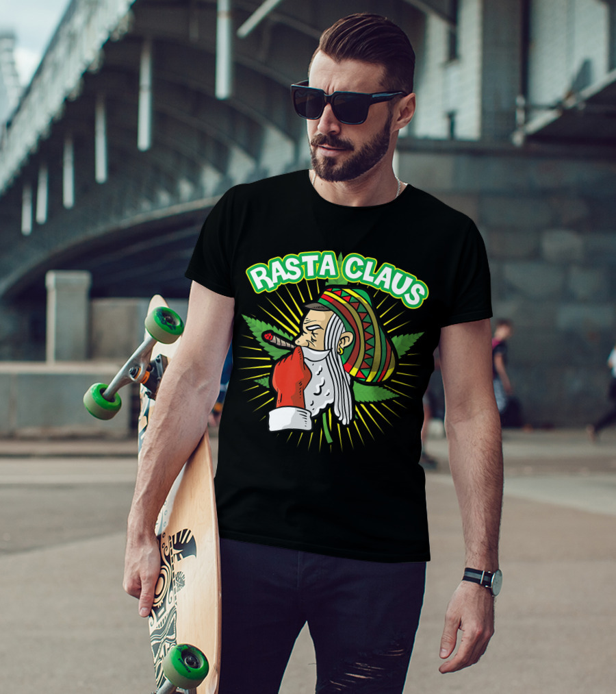 Rasta Claus Cannabis Marijuana Smoking Weed Christmas Holiday T-Shirt