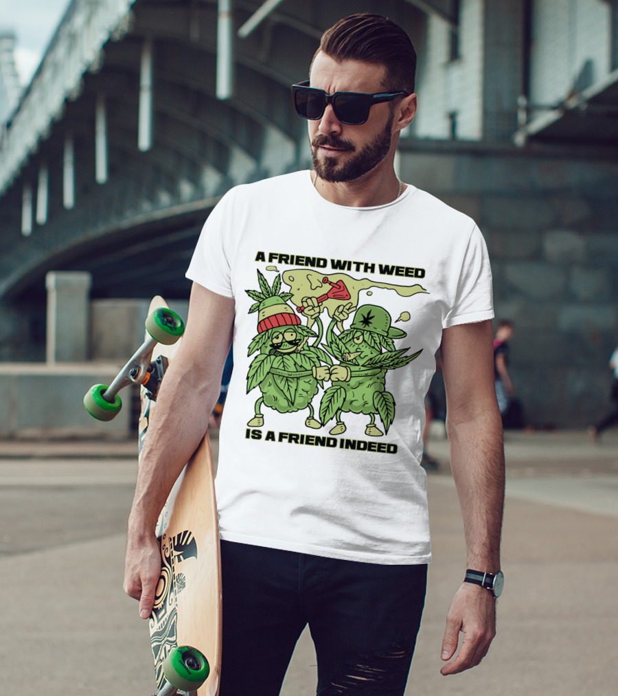 A Friend With Weed Is A Friend Indeed Matching Stoner Leaf Characters High Five T-Shirt