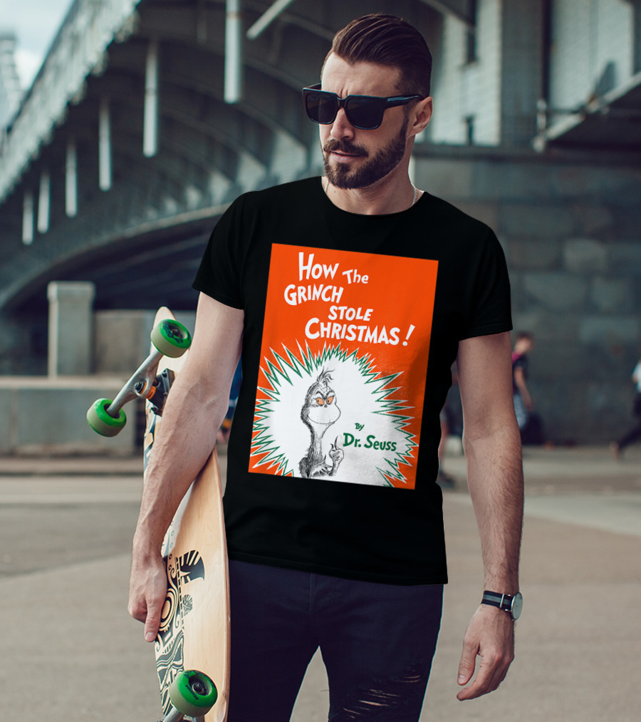 How The Grinch Stole Christmas By Dr. Seuss Book Cover T-Shirt