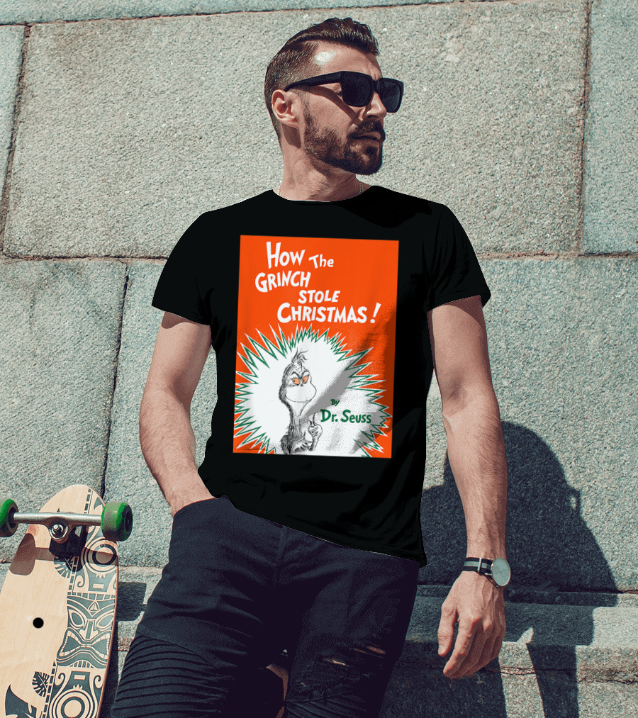 How The Grinch Stole Christmas By Dr. Seuss Book Cover T-Shirt