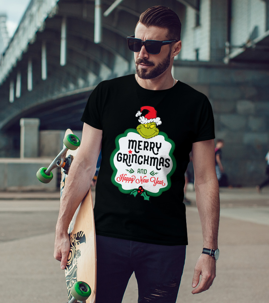 Merry Grinchmas And Happy New Year Dr Seuss Grinch T-Shirt