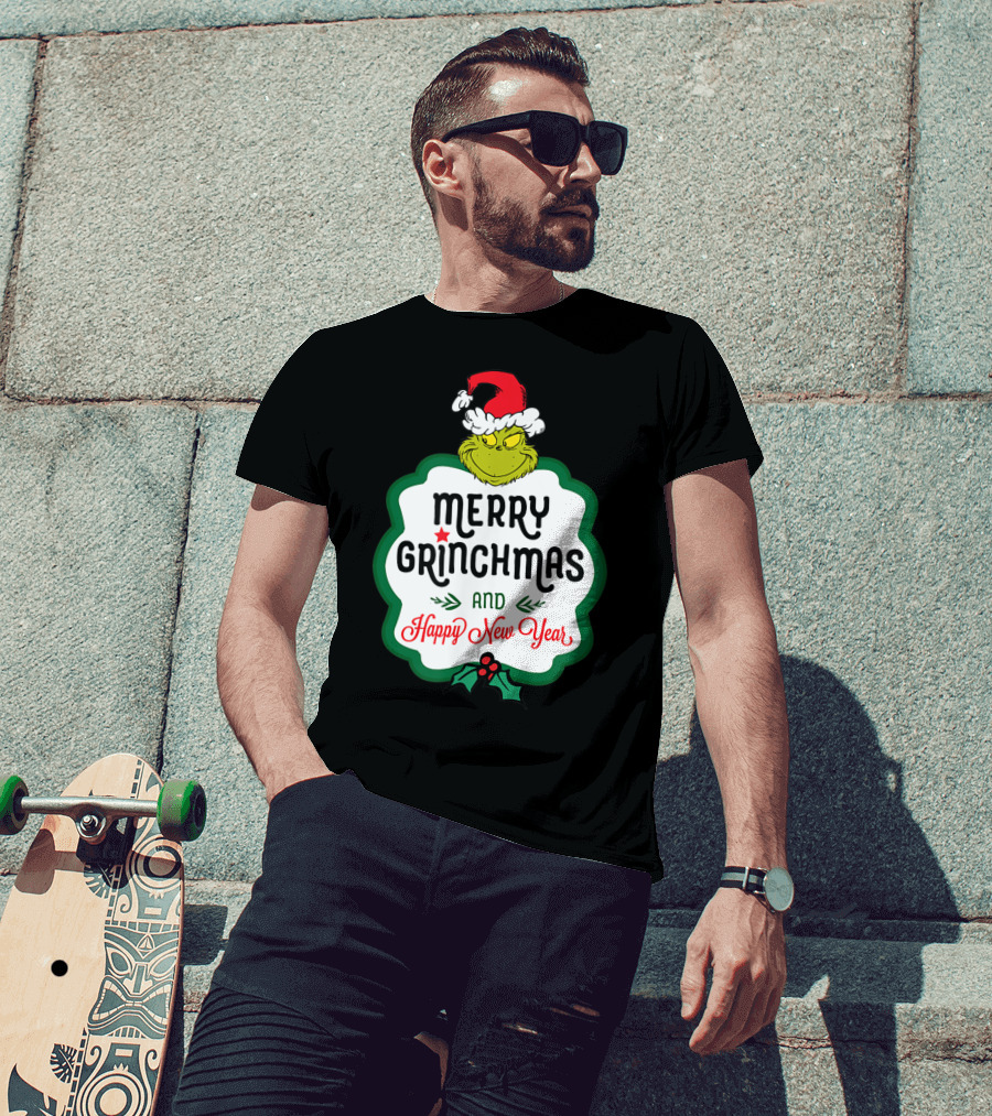 Merry Grinchmas And Happy New Year Dr Seuss Grinch T-Shirt