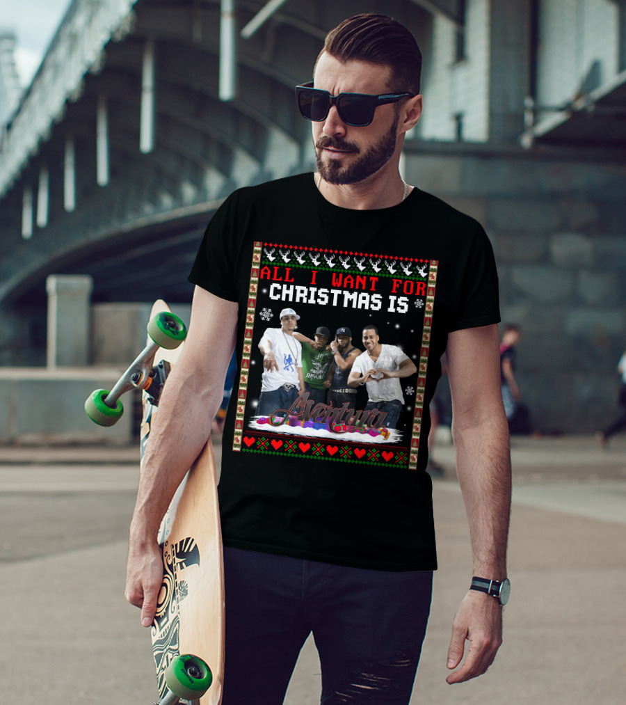 All I Want For Christmas Is Aventura Celebration With Snowflakes And Festive Border T-Shirt