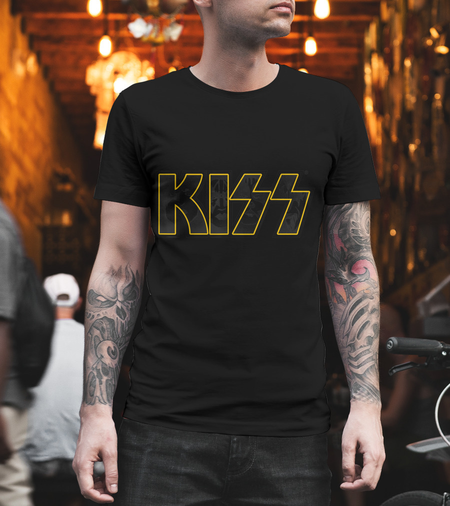 KISS Reason to Live Band Logo Black and Yellow T-Shirt
