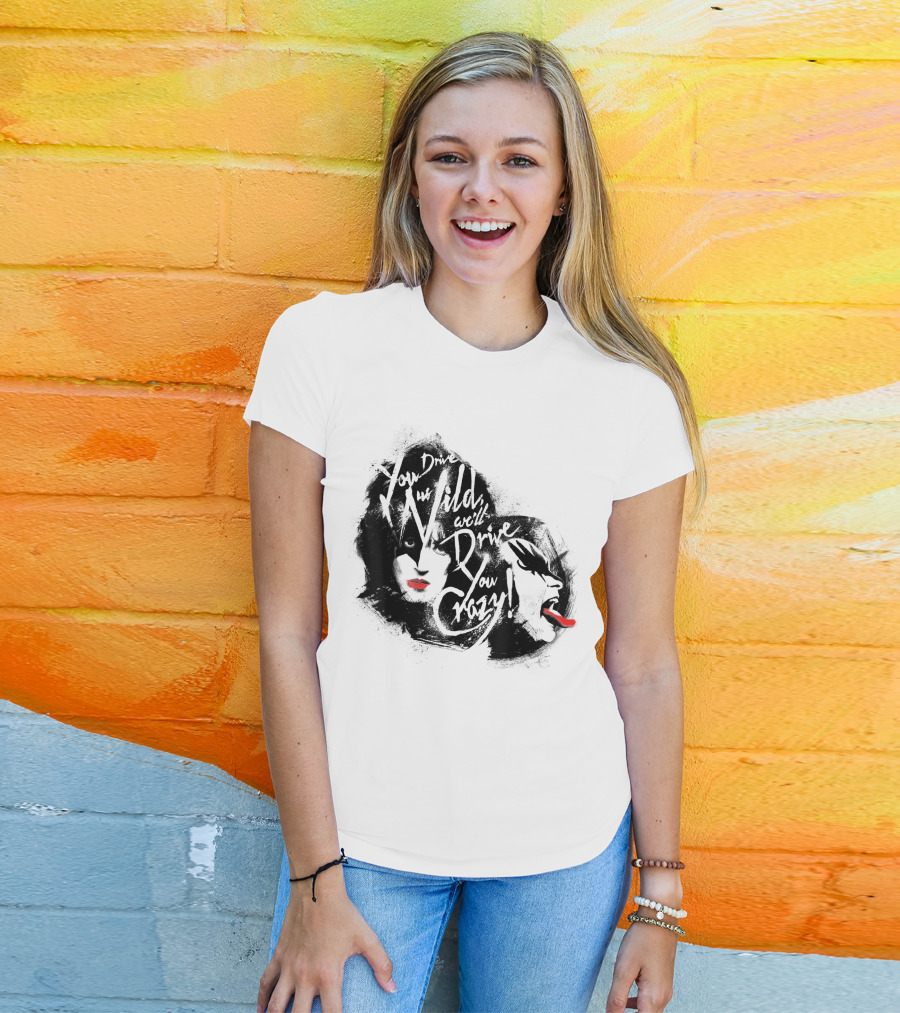 KISS You Drive Us Wild Crazy Faces Red Lips T-Shirt