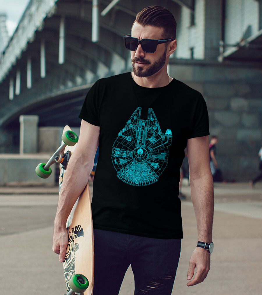 Millennium Falcon Blueprint Star Wars Spaceship T-Shirt