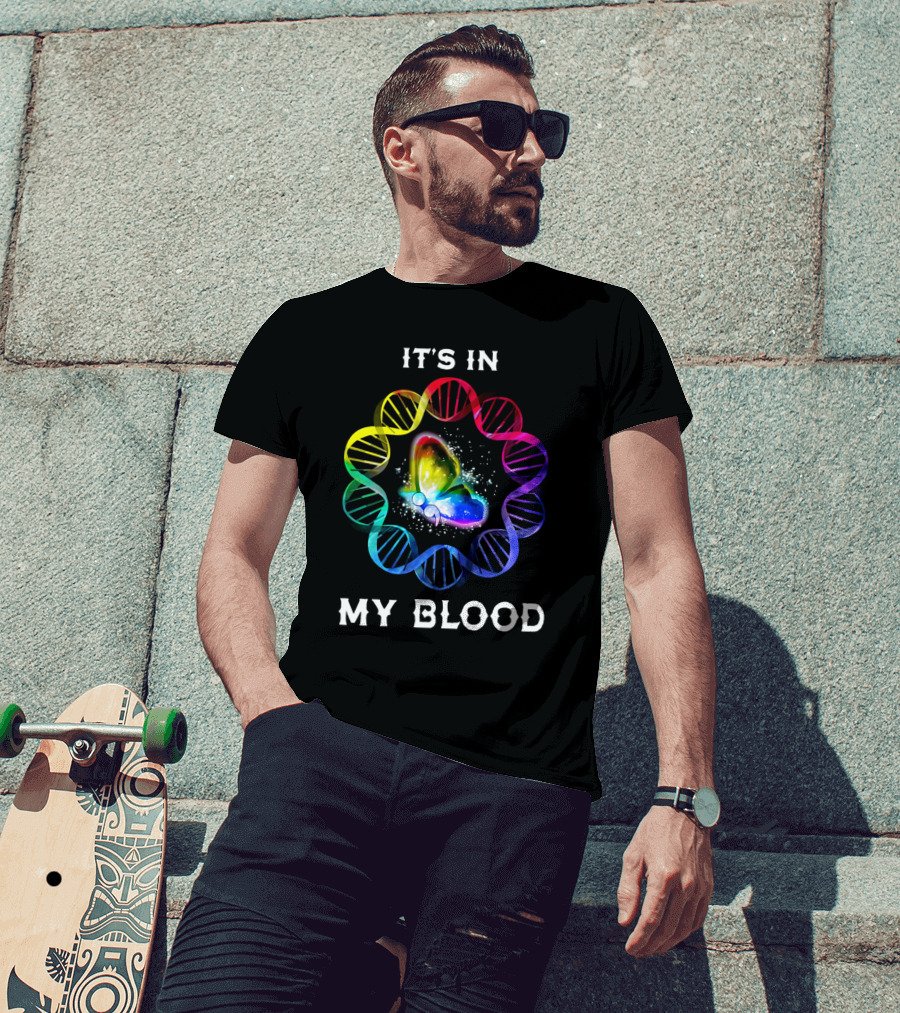 It's In My Blood DNA Rainbow Butterfly T-Shirt