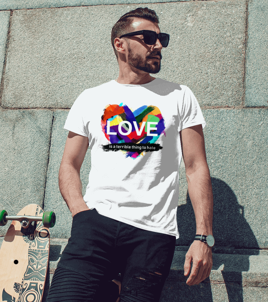 LOVE Is A Terrible Thing To Hate Abstract Heart Brush Strokes T-Shirt