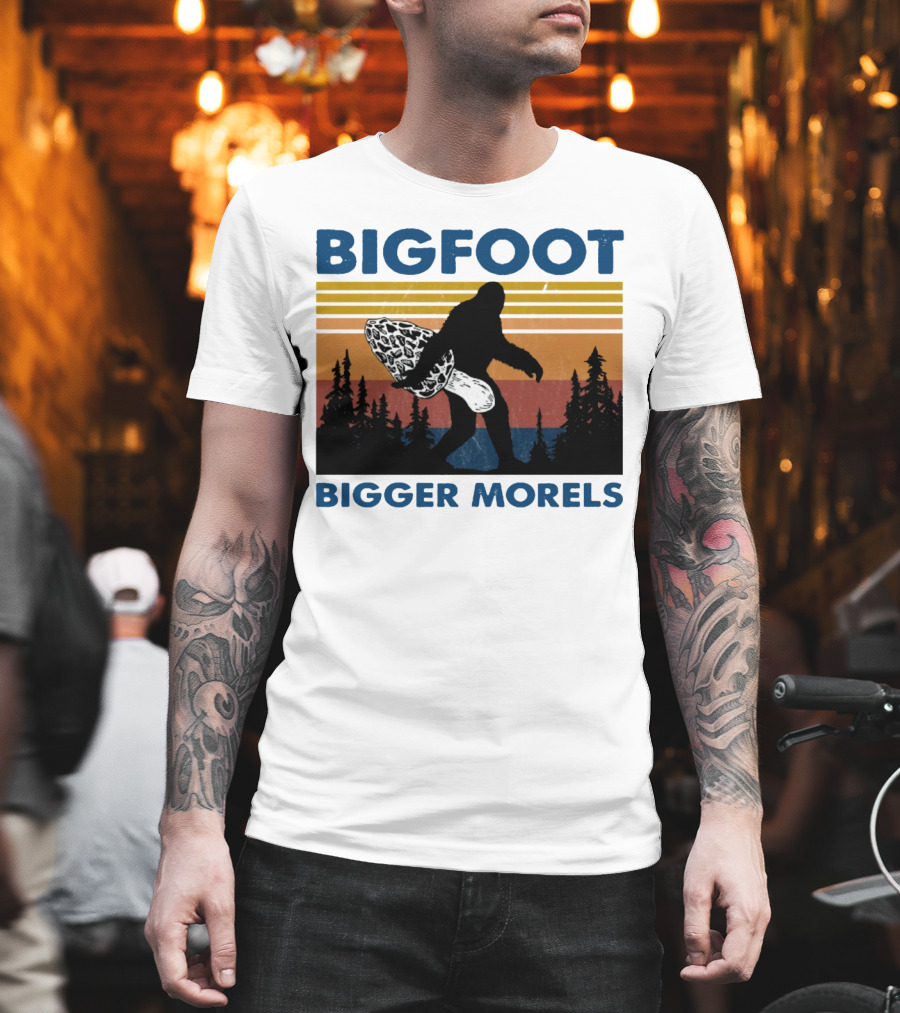 Bigfoot Bigger Morels Retro Forest T-Shirt