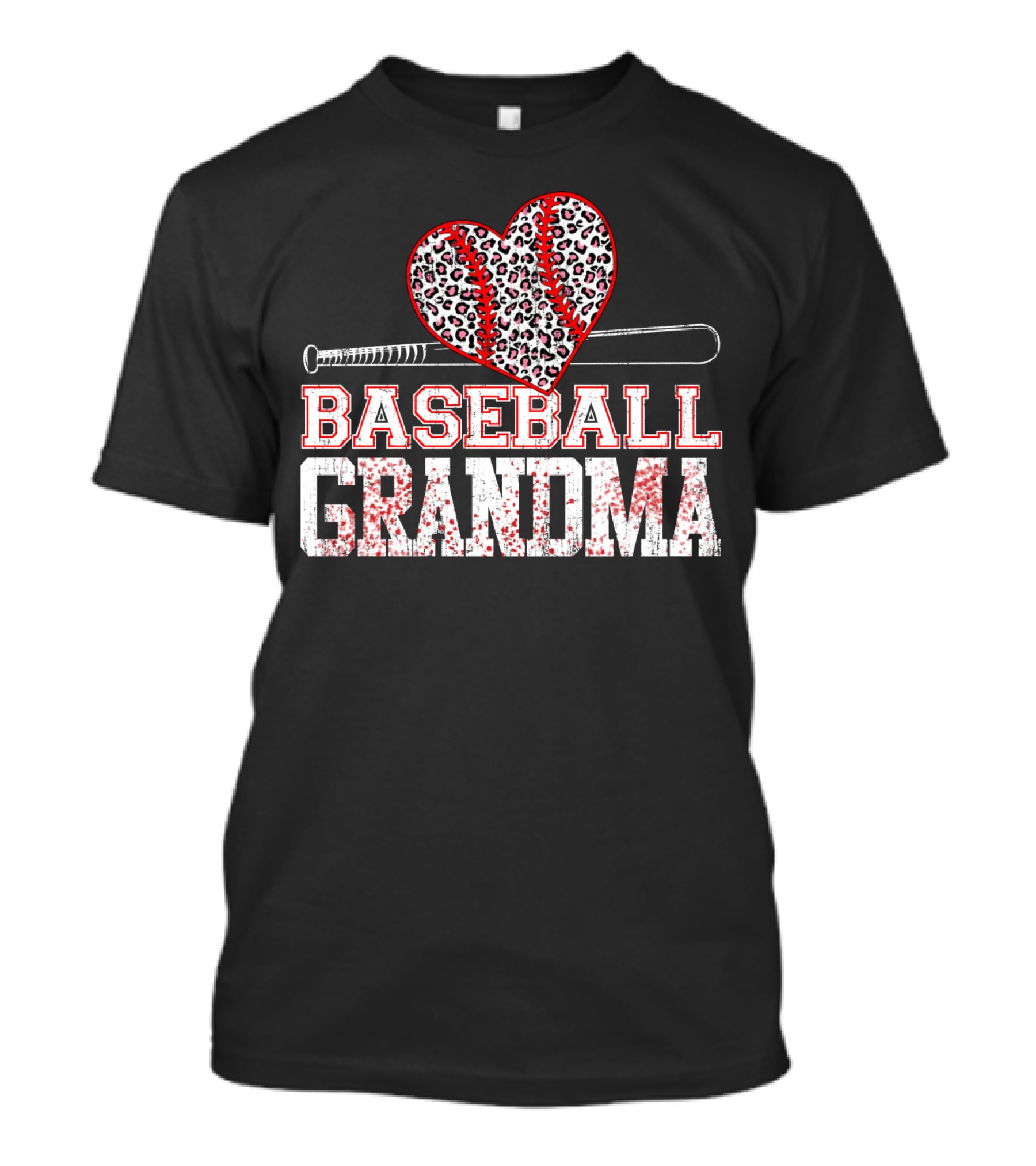 Baseball Grandma Leopard Heart Softball Player T-Shirt