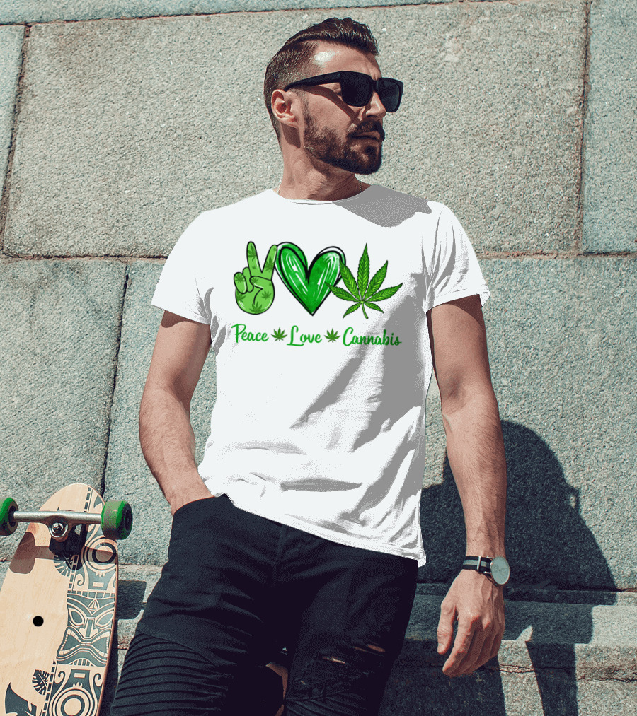 Peace Love Cannabis Green Symbols T-Shirt