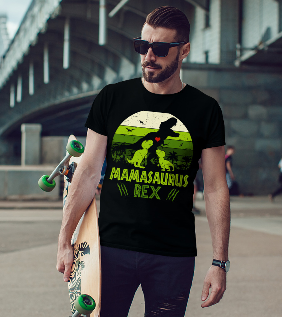Vintage Retro Mamasaurus Rex Dinosaur Lover 2 Kids T-Shirt