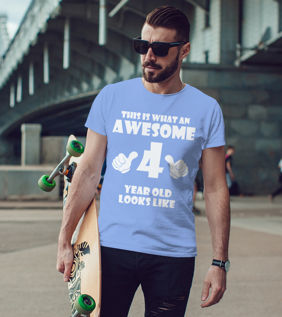 This Is What An Awesome 4 Year Old Looks Like Thumbs Up T-Shirt