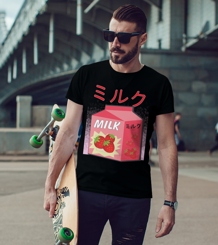 Japanese Otaku Anime Milk Strawberry Milkshake T-Shirt