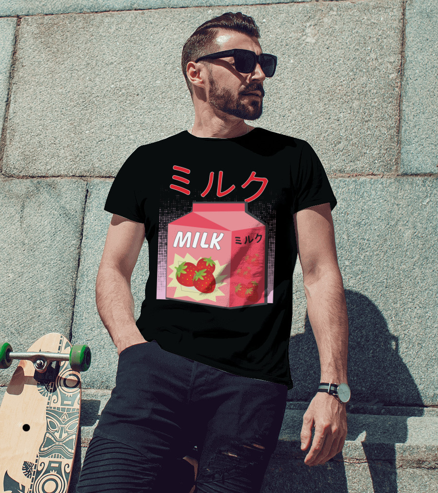 Japanese Otaku Anime Milk Strawberry Milkshake T-Shirt