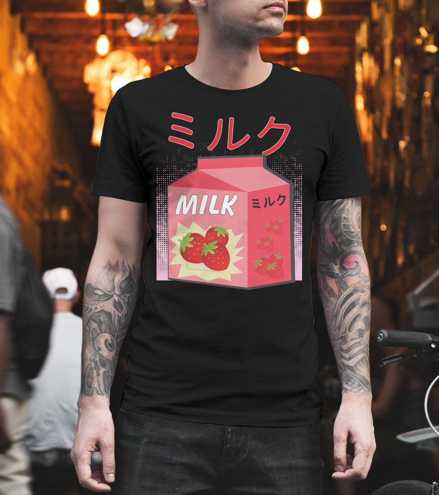 Japanese Otaku Anime Milk Strawberry Milkshake T-Shirt