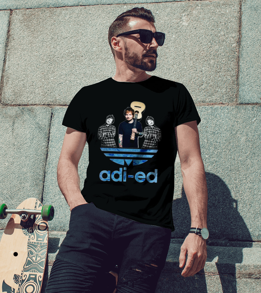 Adi-Ed Sheeran Trio With Guitar And Blue Stripes T-Shirt