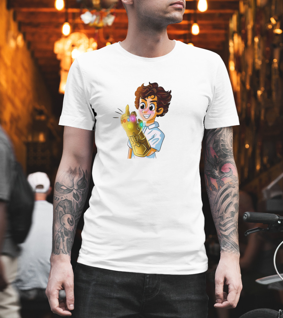 Jack Dylan Grazer Cartoon Character Wearing Infinity Gauntlet T-Shirt