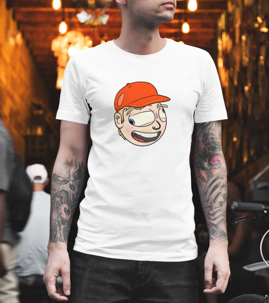 Gus Johnson Cartoon Style Red Cap Face T-Shirt
