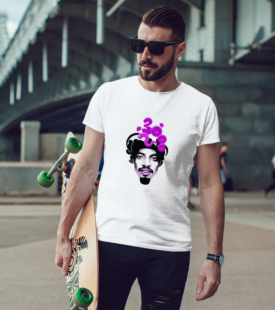Andre 3000 Face Graphic With Purple Bubble Numbers T-Shirt