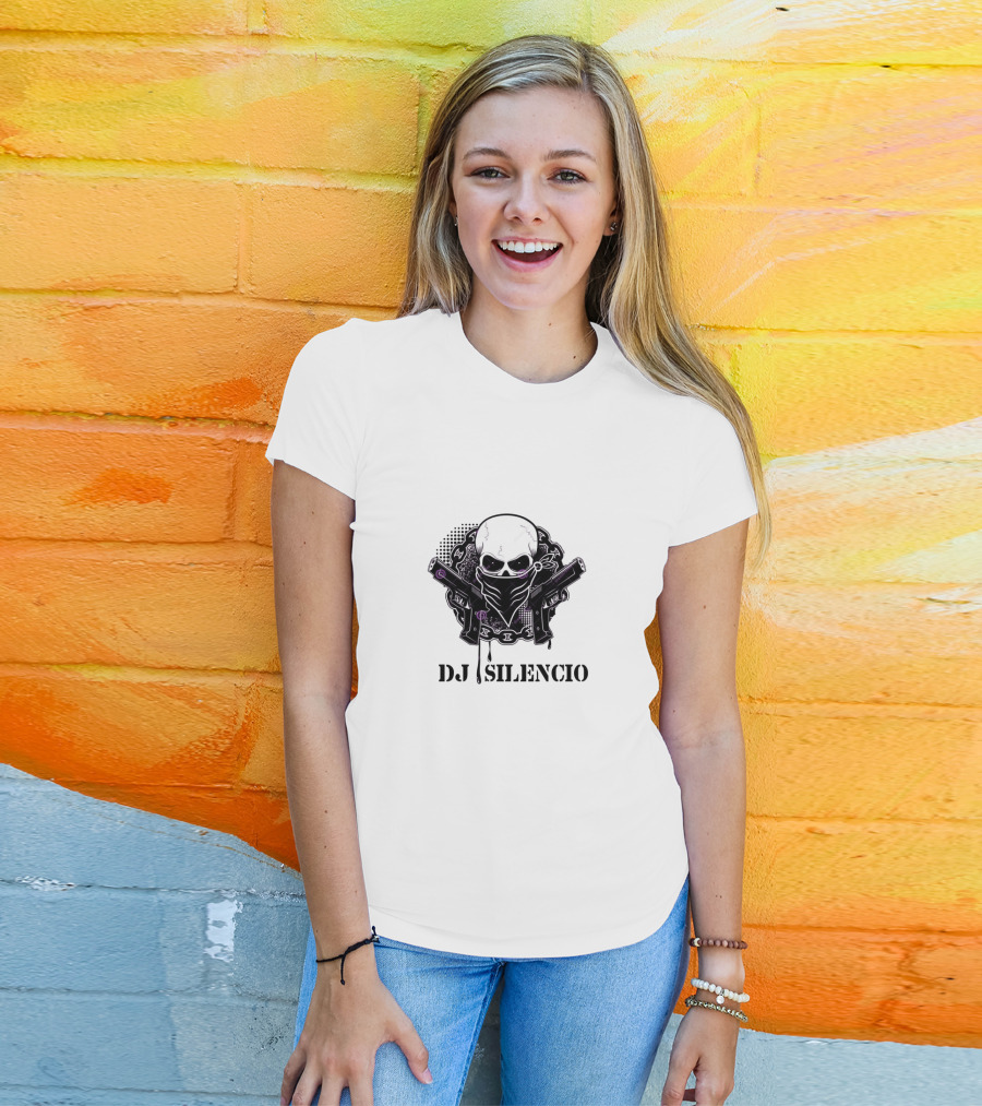 DJ Silencio Skull Bandana Guns Chains T-Shirt