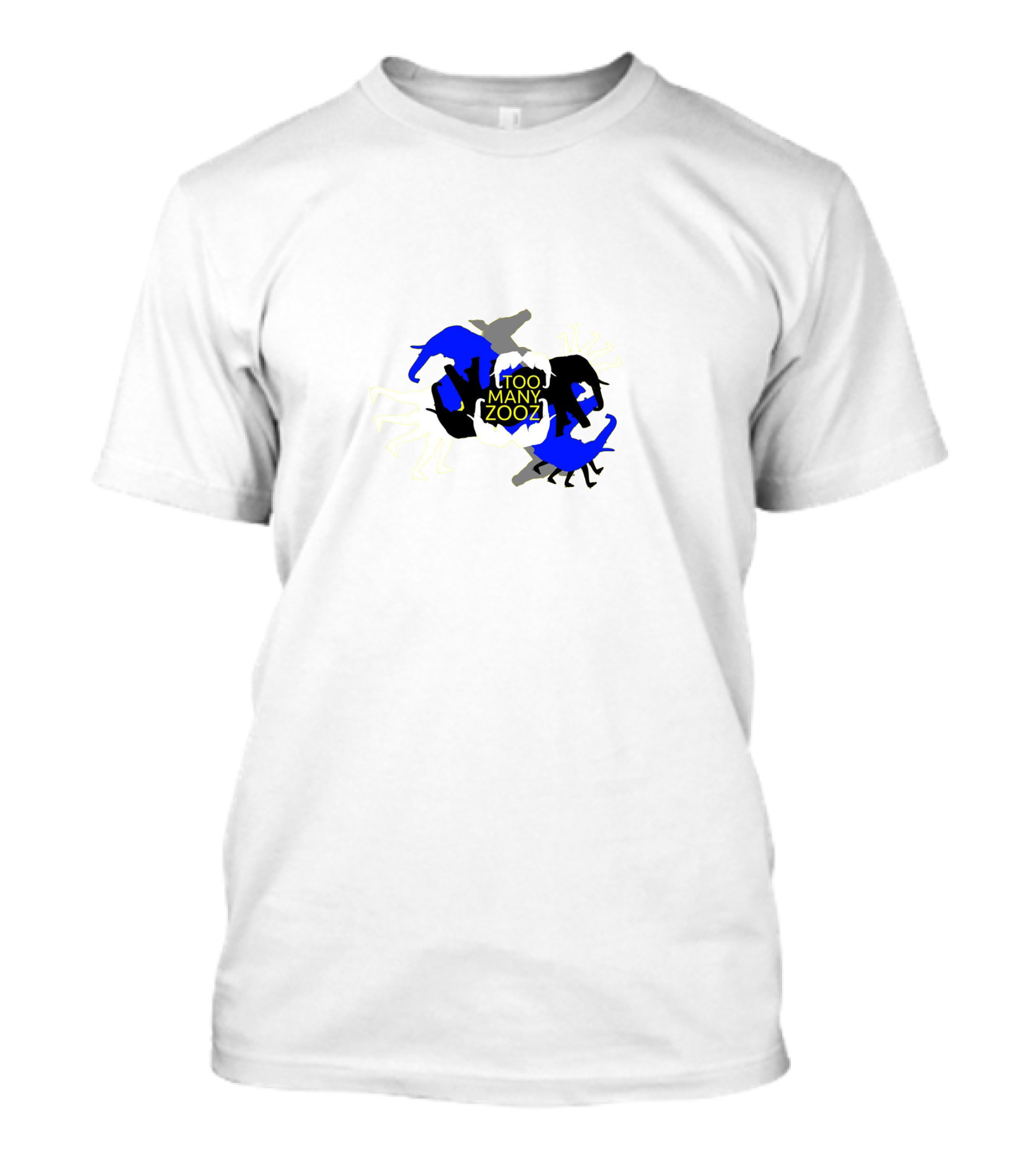 Too Many Zooz Animal Silhouettes In Blue And Black T-Shirt