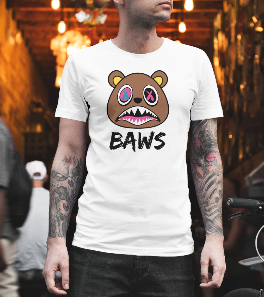 BAWS Pink And Blue Cross-Eyed Bear T-Shirt