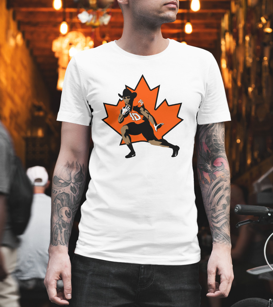 Chuba Hubbard Cowboy Football Player Maple Leaf T-Shirt