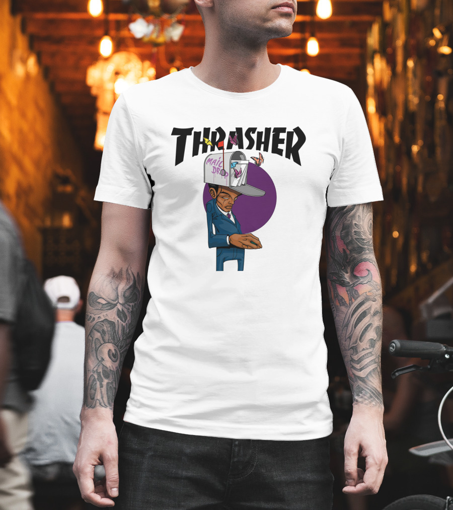 THRASHER Mail Drop Cartoon Character With Butterflies T-Shirt