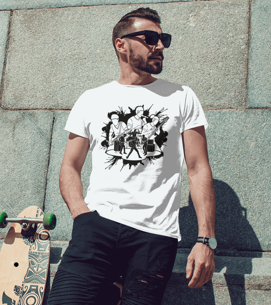 Band Performers Silhouette With Instruments And Amplifiers T-Shirt
