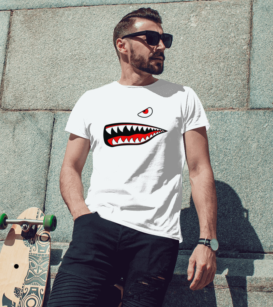 Bape Shark Face Iconic Red Eye And Mouth T-Shirt