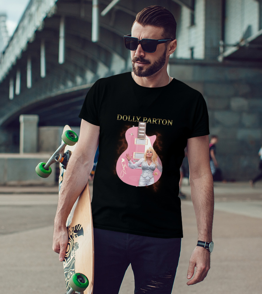Dolly Parton Pink Guitar Signature T-Shirt