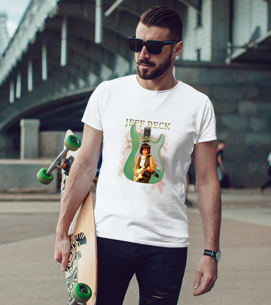 JEFF BECK Signature Electric Guitar With Performer Image T-Shirt
