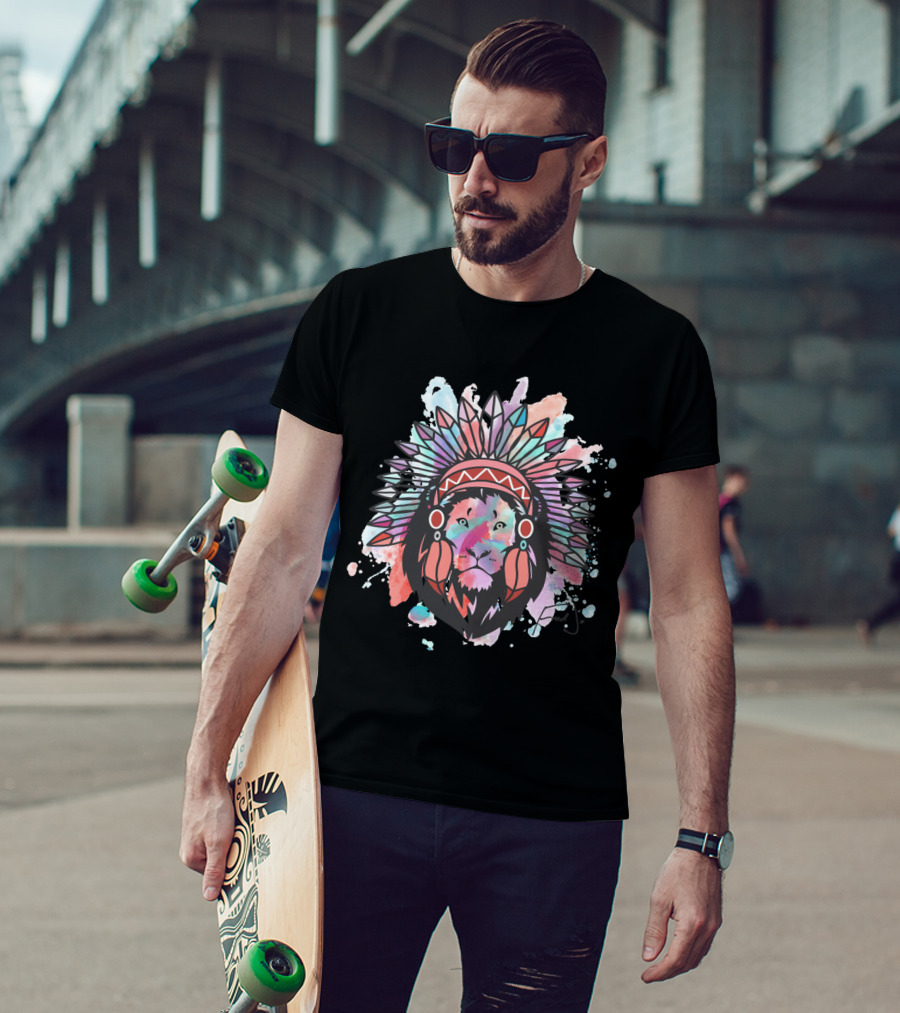 Colorful Lion With Headdress T-Shirt