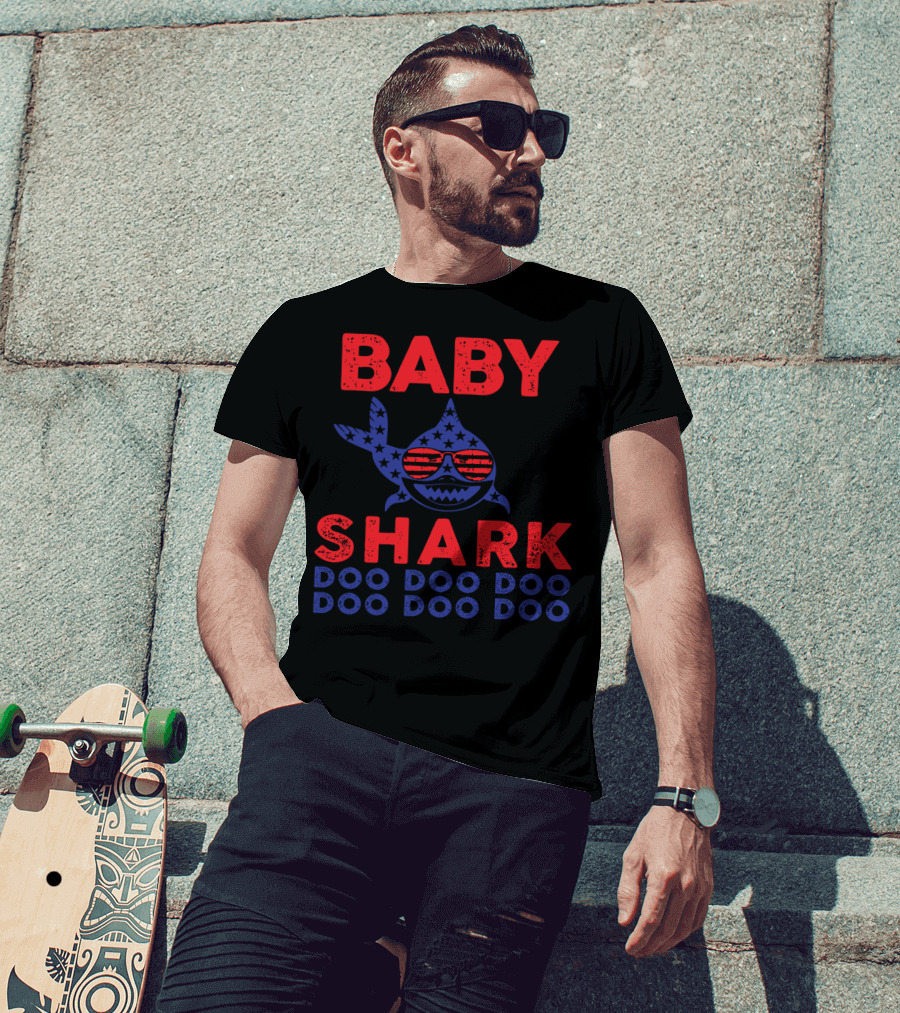 Baby Shark Doo Doo Doo American Sunglasses Starry T-Shirt