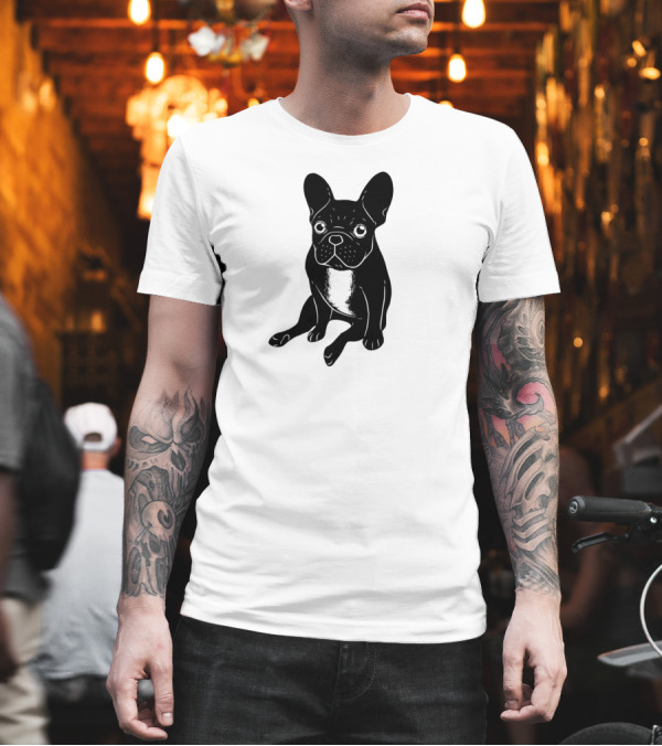 Brindle French Bulldog Black and White Digital T-Shirt Brindle French Bulldog Black and White Digital T-Shirt