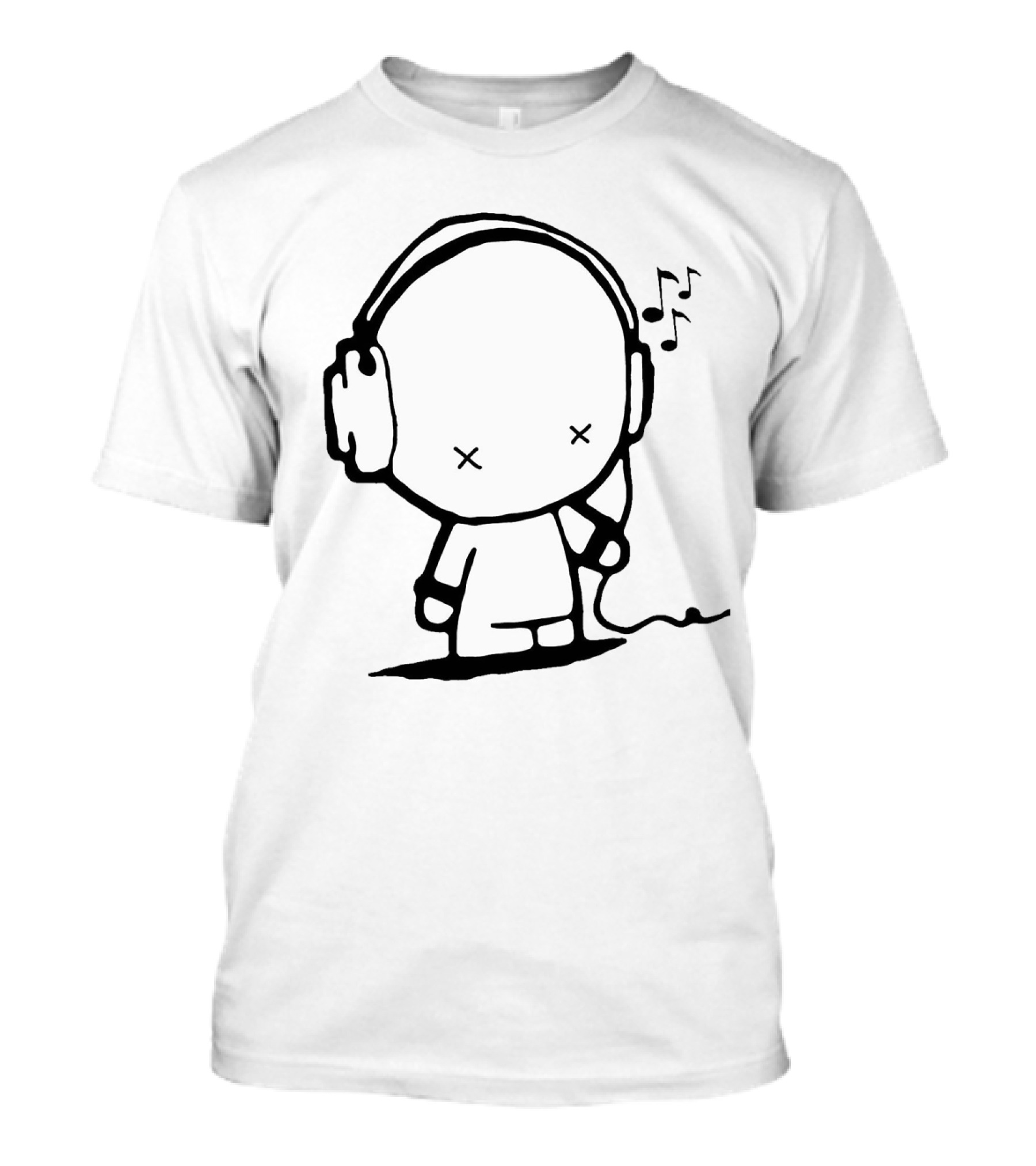 Music Man Headphones Cartoon With Musical Notes T-Shirt