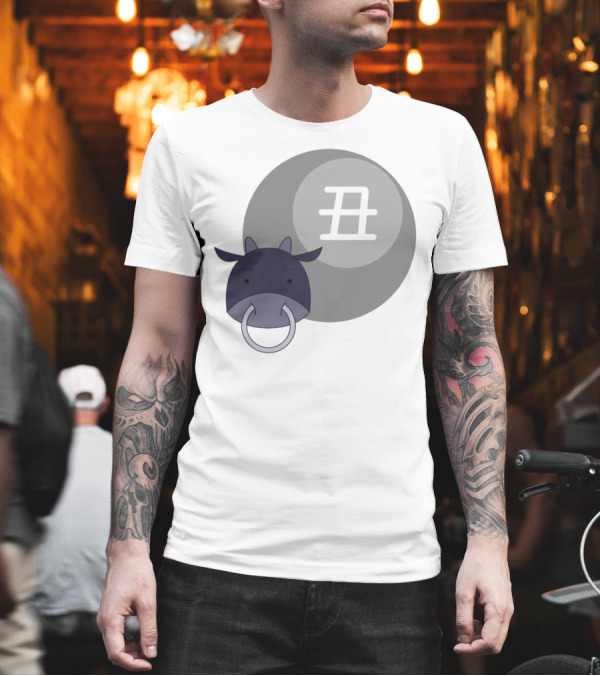 Ox Junishi Zodiac Kanji Symbol with Cute Cartoon Bull Face T-Shirt Ox Junishi Zodiac Kanji Symbol with Cute Cartoon Bull Face T-Shirt