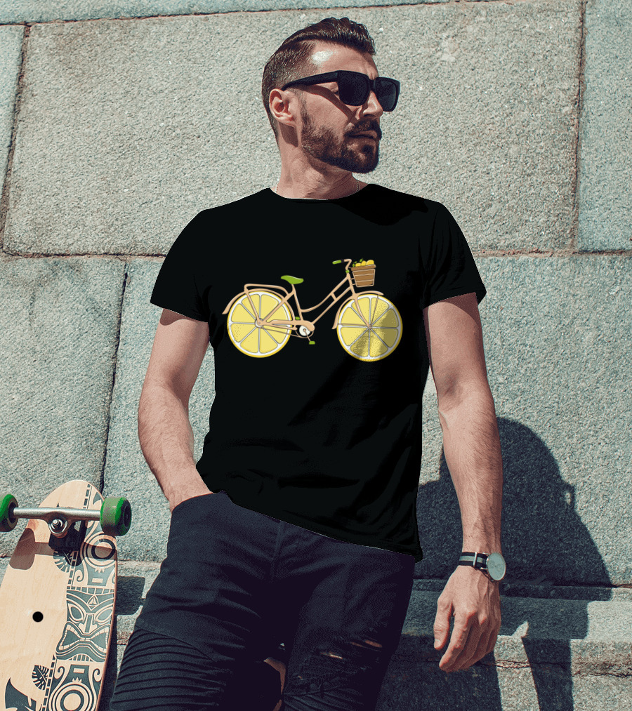 Bicycle With Lemon Wheels And Basket Of Lemons T-Shirt