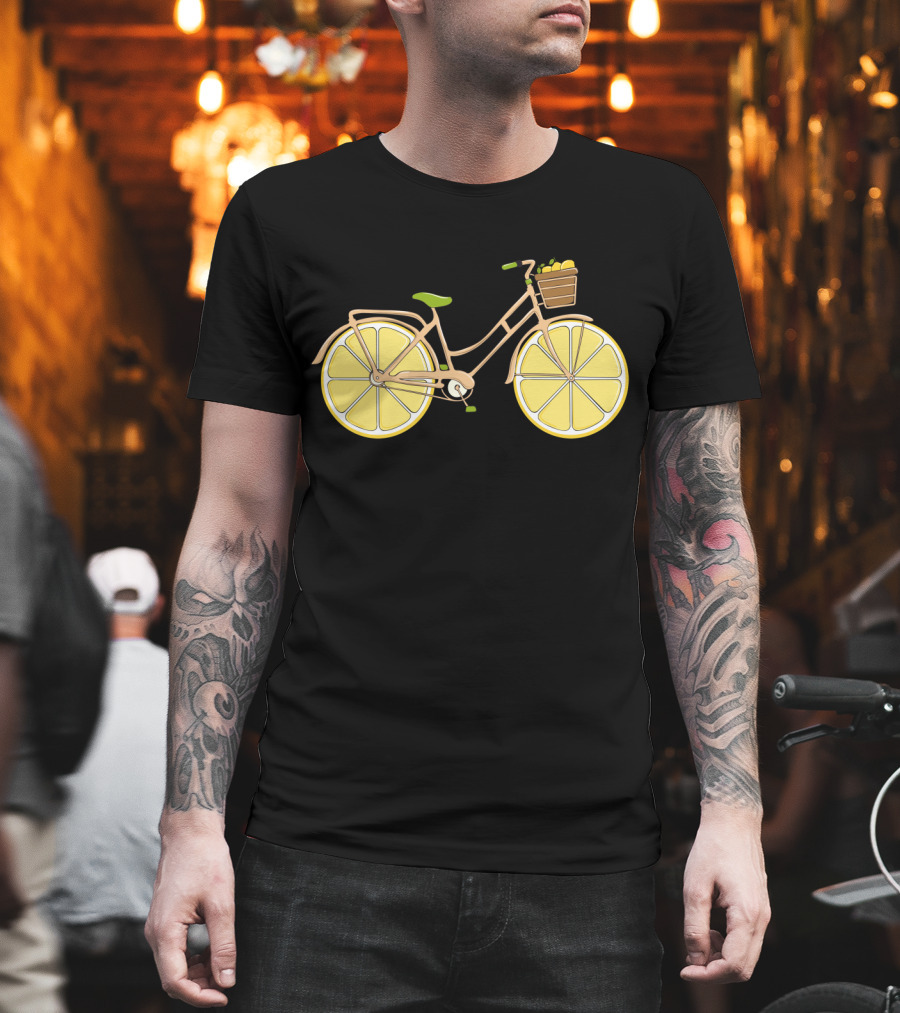 Bicycle With Lemon Wheels And Basket Of Lemons T-Shirt