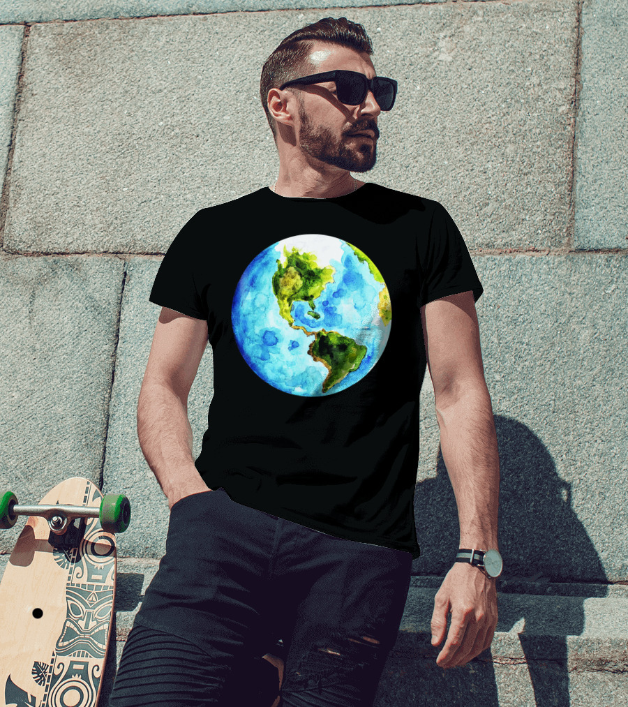 Earth Day Love Earth Watercolor Planet Earth T-Shirt