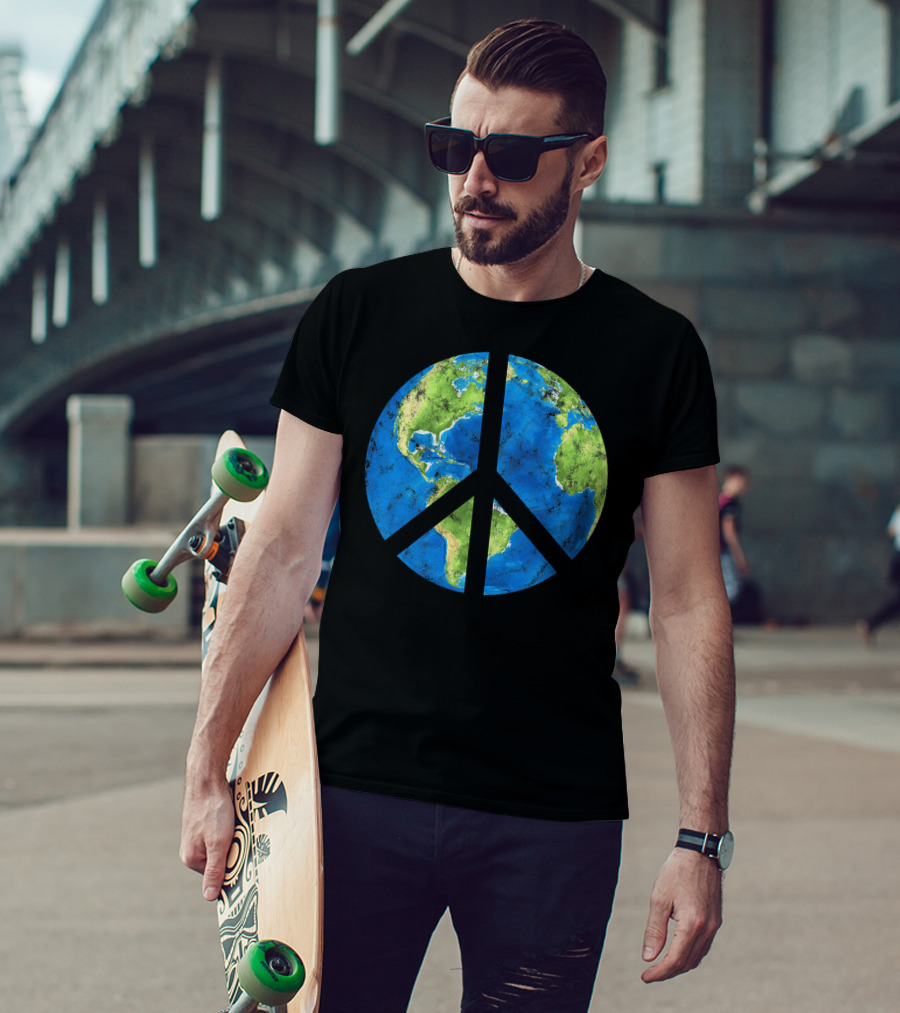 Peace On Earth Globe Peace Sign T-Shirt