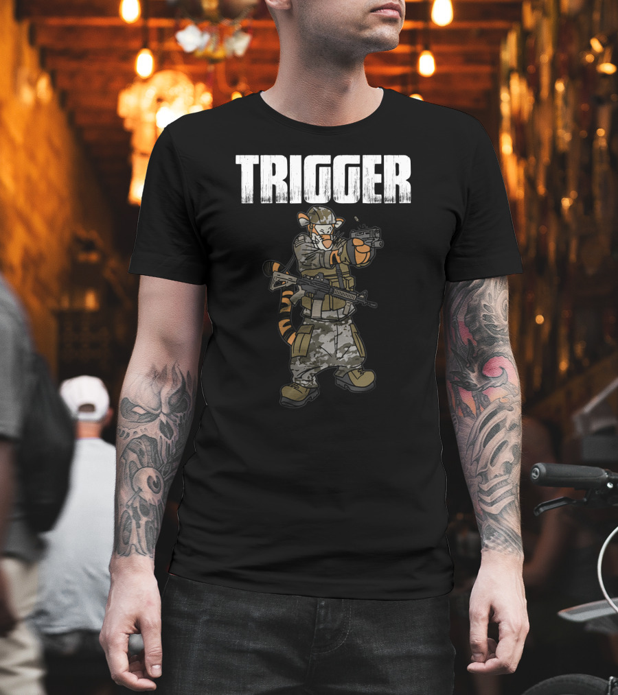 Tactical Trigger Tiger In Military Gear T-Shirt