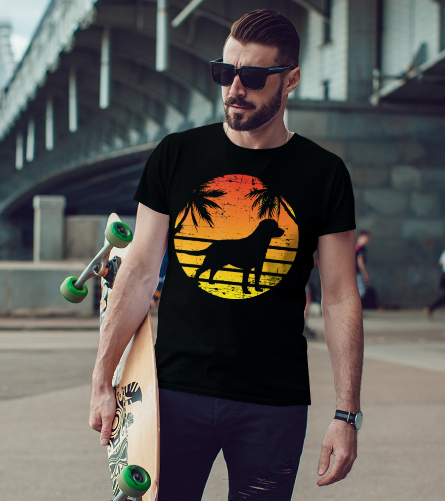 Vintage Labrador Retriever Sunset Tropical T-Shirt