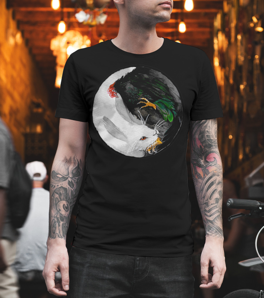 The Chiness Zidiac Rabbit And Rooster Yin Yang T-Shirt