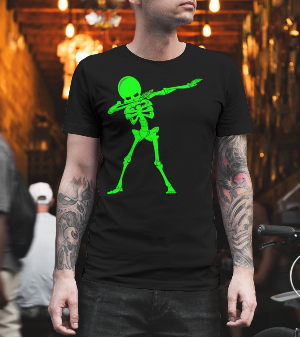 Dabbing Skeleton Halloween Dancing Monster Neon Green Skeleton Dab Dance T-Shirt Dabbing Skeleton Halloween Dancing Monster Neon Green Skeleton Dab Dance T-Shirt