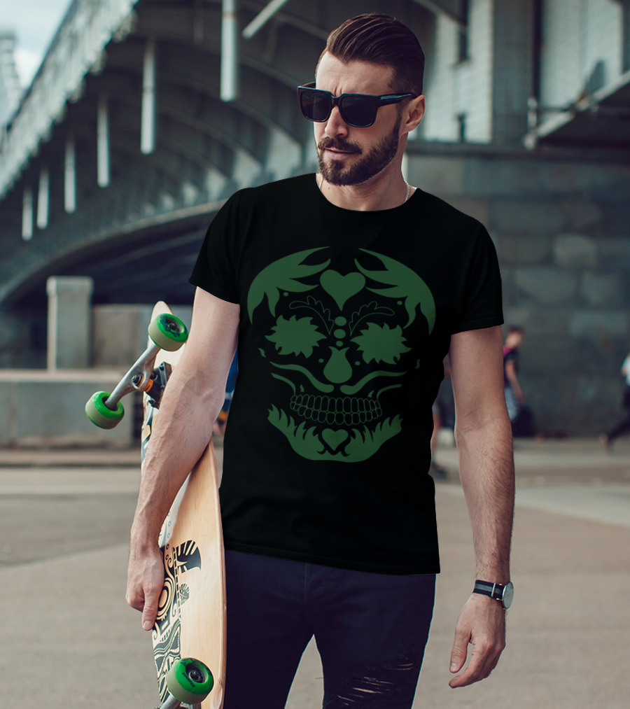 Sugar Skull Heart And Leaf T-Shirt