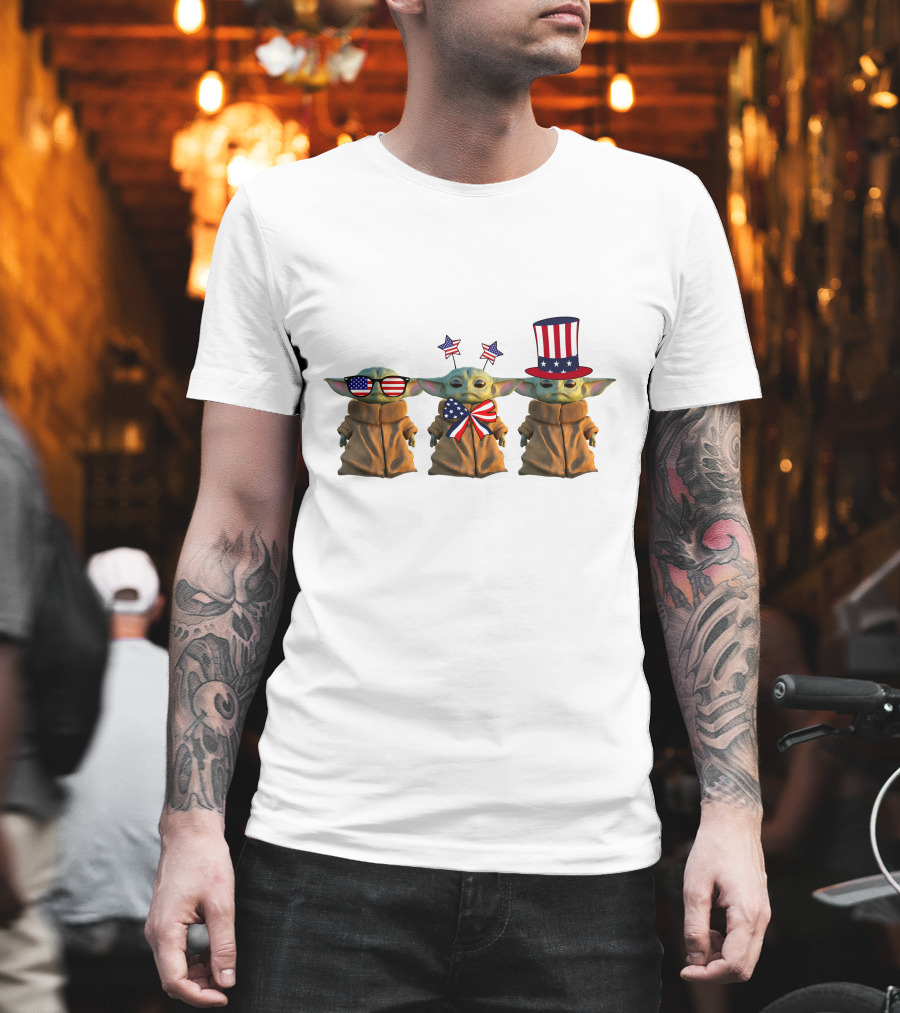 3 Baby Yoda American Patriotic T-Shirt