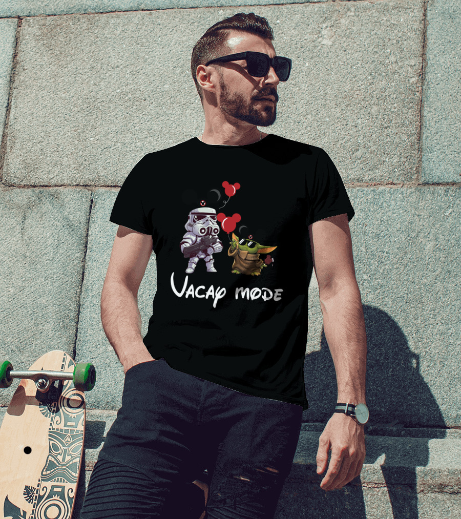 Star Wars Baby Yoda Vacay Mode Stormtrooper Mickey Ears Balloons T-Shirt